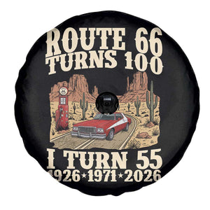 Route Highway 66 Turns 100 I Turn 55 Spare Tire Cover Vintage 1971 Road Sign American Muscle Car Lover 55th Birthday Gift
