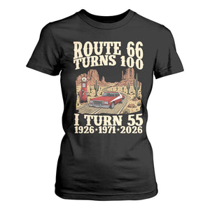 Route Highway 66 Turns 100 I Turn 55 T Shirt For Women Vintage 1971 Road Sign American Muscle Car Lover 55th Birthday Gift