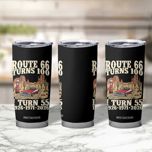 Route Highway 66 Turns 100 I Turn 55 Tumbler Cup Vintage 1971 Road Sign American Muscle Car Lover 55th Birthday Gift