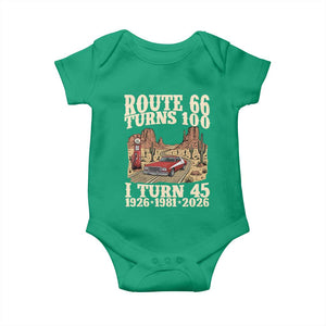 Route Highway 66 Turns 100 I Turn 45 Baby Onesie Vintage 1981 Road Sign American Muscle Car Lover 45th Birthday Gift