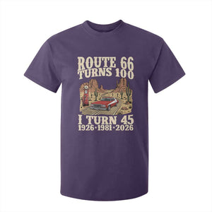 Route Highway 66 Turns 100 I Turn 45 T Shirt For Kid Vintage 1981 Road Sign American Muscle Car Lover 45th Birthday Gift