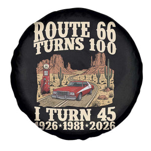 Route Highway 66 Turns 100 I Turn 45 Spare Tire Cover Vintage 1981 Road Sign American Muscle Car Lover 45th Birthday Gift