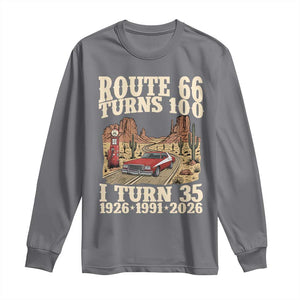 Route Highway 66 Turns 100 I Turn 35 Long Sleeve Shirt Vintage 1991 Road Sign American Muscle Car Lover 35th Birthday Gift
