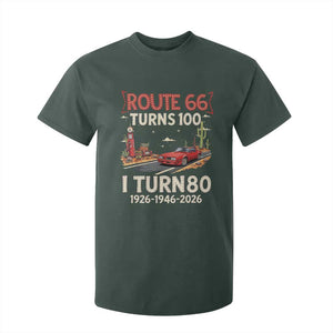 Route Highway 66 Turns 100 I Turn 80 T Shirt For Kid Vintage 1946 Road Sign Classic Muscle Car Lover 80th Birthday Gift