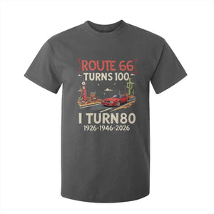 Route Highway 66 Turns 100 I Turn 80 T Shirt For Kid Vintage 1946 Road Sign Classic Muscle Car Lover 80th Birthday Gift