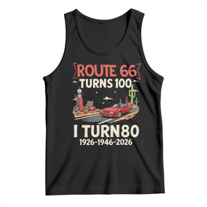 Route Highway 66 Turns 100 I Turn 80 Tank Top Vintage 1946 Road Sign Classic Muscle Car Lover 80th Birthday Gift