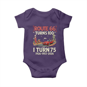Route Highway 66 Turns 100 I Turn 75 Baby Onesie Vintage 1951 Road Sign Classic Muscle Car Lover 75th Birthday Gift