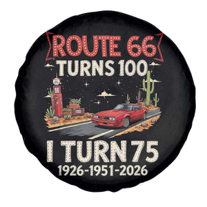 Route Highway 66 Turns 100 I Turn 75 Spare Tire Cover Vintage 1951 Road Sign Classic Muscle Car Lover 75th Birthday Gift