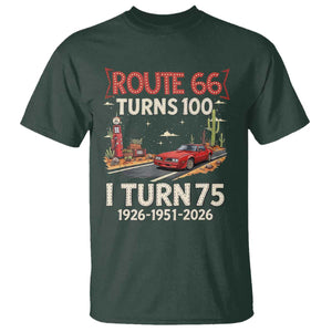 Route Highway 66 Turns 100 I Turn 75 T Shirt Vintage 1951 Road Sign Classic Muscle Car Lover 75th Birthday Gift