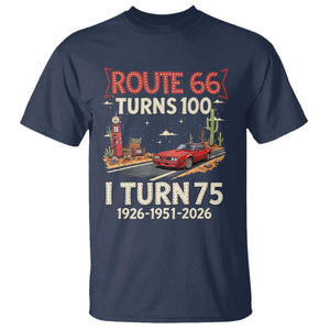 Route Highway 66 Turns 100 I Turn 75 T Shirt Vintage 1951 Road Sign Classic Muscle Car Lover 75th Birthday Gift
