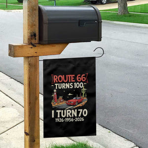 Route Highway 66 Turns 100 I Turn 70 Garden Flag Vintage 1956 Road Sign Classic Muscle Car Lover 70th Birthday Gift