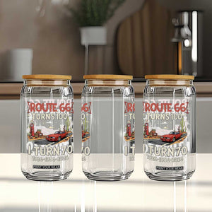 Route Highway 66 Turns 100 I Turn 70 Glass Can Vintage 1956 Road Sign Classic Muscle Car Lover 70th Birthday Gift