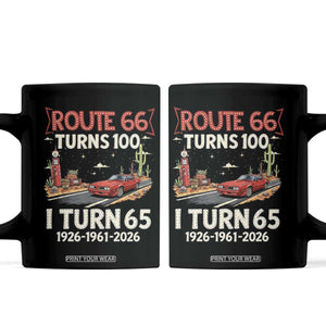 Route Highway 66 Turns 100 I Turn 65 Coffee Mug Vintage 1961 Road Sign Classic Muscle Car Lover 65th Birthday Gift
