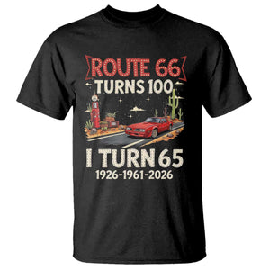 Route Highway 66 Turns 100 I Turn 65 T Shirt Vintage 1961 Road Sign Classic Muscle Car Lover 65th Birthday Gift