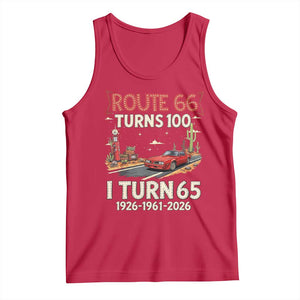 Route Highway 66 Turns 100 I Turn 65 Tank Top Vintage 1961 Road Sign Classic Muscle Car Lover 65th Birthday Gift