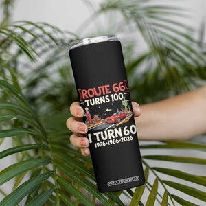 Route Highway 66 Turns 100 I Turn 60 Skinny Tumbler Vintage 1966 Road Sign Classic Muscle Car Lover 60th Birthday Gift