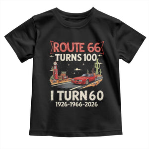Route Highway 66 Turns 100 I Turn 60 Toddler T Shirt Vintage 1966 Road Sign Classic Muscle Car Lover 60th Birthday Gift
