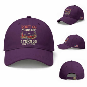Route Highway 66 Turns 100 I Turn 55 Baseball Cap Vintage 1971 Road Sign Classic Muscle Car Lover 55th Birthday Gift