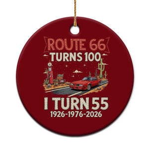 Route Highway 66 Turns 100 I Turn 55 Ceramic Ornament Vintage 1971 Road Sign Classic Muscle Car Lover 55th Birthday Gift