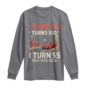 Route Highway 66 Turns 100 I Turn 55 Long Sleeve Shirt Vintage 1971 Road Sign Classic Muscle Car Lover 55th Birthday Gift