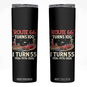 Route Highway 66 Turns 100 I Turn 55 Skinny Tumbler Vintage 1971 Road Sign Classic Muscle Car Lover 55th Birthday Gift