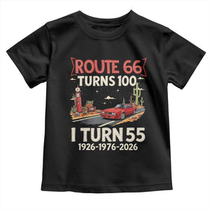 Route Highway 66 Turns 100 I Turn 55 Toddler T Shirt Vintage 1971 Road Sign Classic Muscle Car Lover 55th Birthday Gift