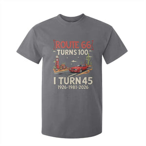 Route Highway 66 Turns 100 I Turn 45 T Shirt For Kid Vintage 1981 Road Sign Classic Muscle Car Lover 45th Birthday Gift