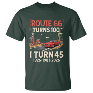 Route Highway 66 Turns 100 I Turn 45 T Shirt Vintage 1981 Road Sign Classic Muscle Car Lover 45th Birthday Gift