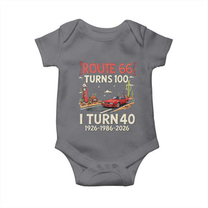 Route Highway 66 Turns 100 I Turn 40 Baby Onesie Vintage 1986 Road Sign Classic Muscle Car Lover 40th Birthday Gift