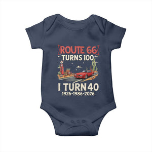 Route Highway 66 Turns 100 I Turn 40 Baby Onesie Vintage 1986 Road Sign Classic Muscle Car Lover 40th Birthday Gift