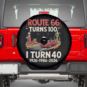 Route Highway 66 Turns 100 I Turn 40 Spare Tire Cover Vintage 1986 Road Sign Classic Muscle Car Lover 40th Birthday Gift