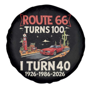 Route Highway 66 Turns 100 I Turn 40 Spare Tire Cover Vintage 1986 Road Sign Classic Muscle Car Lover 40th Birthday Gift