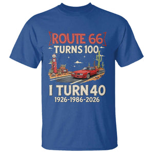 Route Highway 66 Turns 100 I Turn 40 T Shirt Vintage 1986 Road Sign Classic Muscle Car Lover 40th Birthday Gift