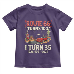 Route Highway 66 Turns 100 I Turn 35 Toddler T Shirt Vintage 1991 Road Sign Classic Muscle Car Lover 35th Birthday Gift