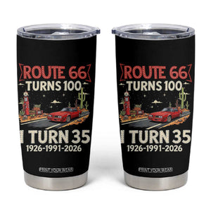 Route Highway 66 Turns 100 I Turn 35 Tumbler Cup Vintage 1991 Road Sign Classic Muscle Car Lover 35th Birthday Gift