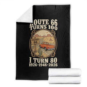 Route Highway 66 Turns 100 I Turn 80 Throw Blanket Vintage 1946 Road Sign Classic Pickup Truck Lover 80th Birthday Gift
