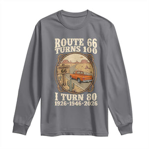 Route Highway 66 Turns 100 I Turn 80 Long Sleeve Shirt Vintage 1946 Road Sign Classic Pickup Truck Lover 80th Birthday Gift