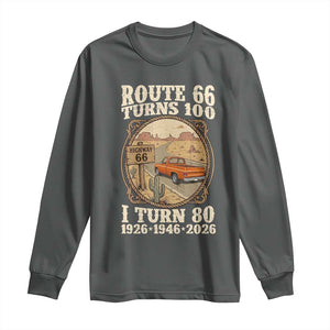 Route Highway 66 Turns 100 I Turn 80 Long Sleeve Shirt Vintage 1946 Road Sign Classic Pickup Truck Lover 80th Birthday Gift