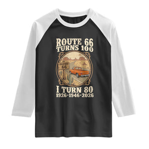 Route Highway 66 Turns 100 I Turn 80 Raglan Shirt Vintage 1946 Road Sign Classic Pickup Truck Lover 80th Birthday Gift