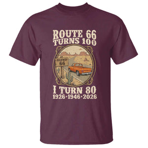 Route Highway 66 Turns 100 I Turn 80 T Shirt Vintage 1946 Road Sign Classic Pickup Truck Lover 80th Birthday Gift