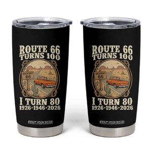 Route Highway 66 Turns 100 I Turn 80 Tumbler Cup Vintage 1946 Road Sign Classic Pickup Truck Lover 80th Birthday Gift