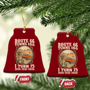 Route Highway 66 Turns 100 I Turn 75 Ceramic Ornament Vintage 1951 Road Sign Classic Pickup Truck Lover 75th Birthday Gift