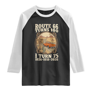 Route Highway 66 Turns 100 I Turn 75 Raglan Shirt Vintage 1951 Road Sign Classic Pickup Truck Lover 75th Birthday Gift