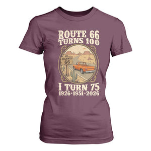 Route Highway 66 Turns 100 I Turn 75 T Shirt For Women Vintage 1951 Road Sign Classic Pickup Truck Lover 75th Birthday Gift