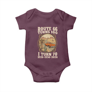 Route Highway 66 Turns 100 I Turn 70 Baby Onesie Vintage 1956 Road Sign Classic Pickup Truck Lover 70th Birthday Gift