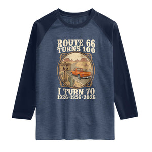 Route Highway 66 Turns 100 I Turn 70 Raglan Shirt Vintage 1956 Road Sign Classic Pickup Truck Lover 70th Birthday Gift
