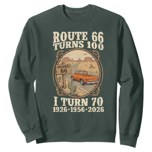 Route Highway 66 Turns 100 I Turn 70 Sweatshirt Vintage 1956 Road Sign Classic Pickup Truck Lover 70th Birthday Gift