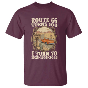 Route Highway 66 Turns 100 I Turn 70 T Shirt Vintage 1956 Road Sign Classic Pickup Truck Lover 70th Birthday Gift