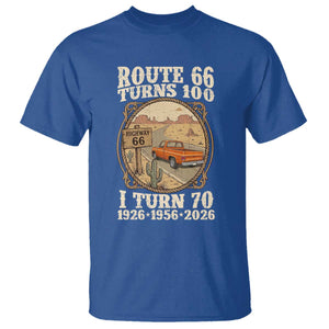 Route Highway 66 Turns 100 I Turn 70 T Shirt Vintage 1956 Road Sign Classic Pickup Truck Lover 70th Birthday Gift