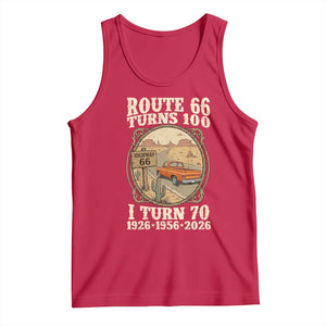 Route Highway 66 Turns 100 I Turn 70 Tank Top Vintage 1956 Road Sign Classic Pickup Truck Lover 70th Birthday Gift